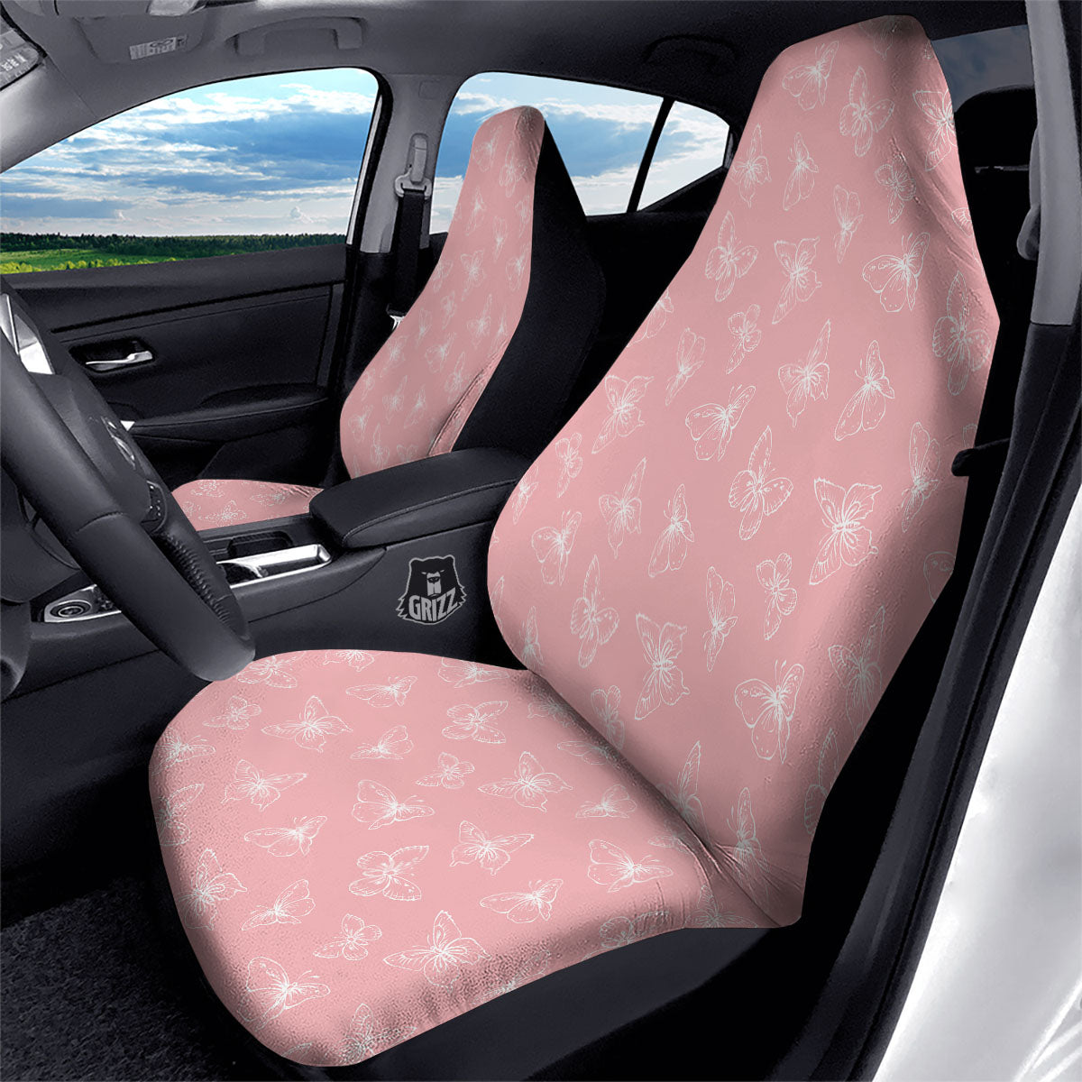 Monarch Butterfly Pink Print Pattern Car Seat Covers-grizzshop