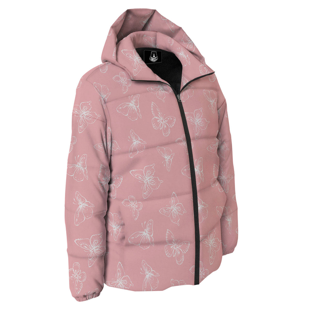 Monarch Butterfly Pink Print Pattern Down Jacket-grizzshop