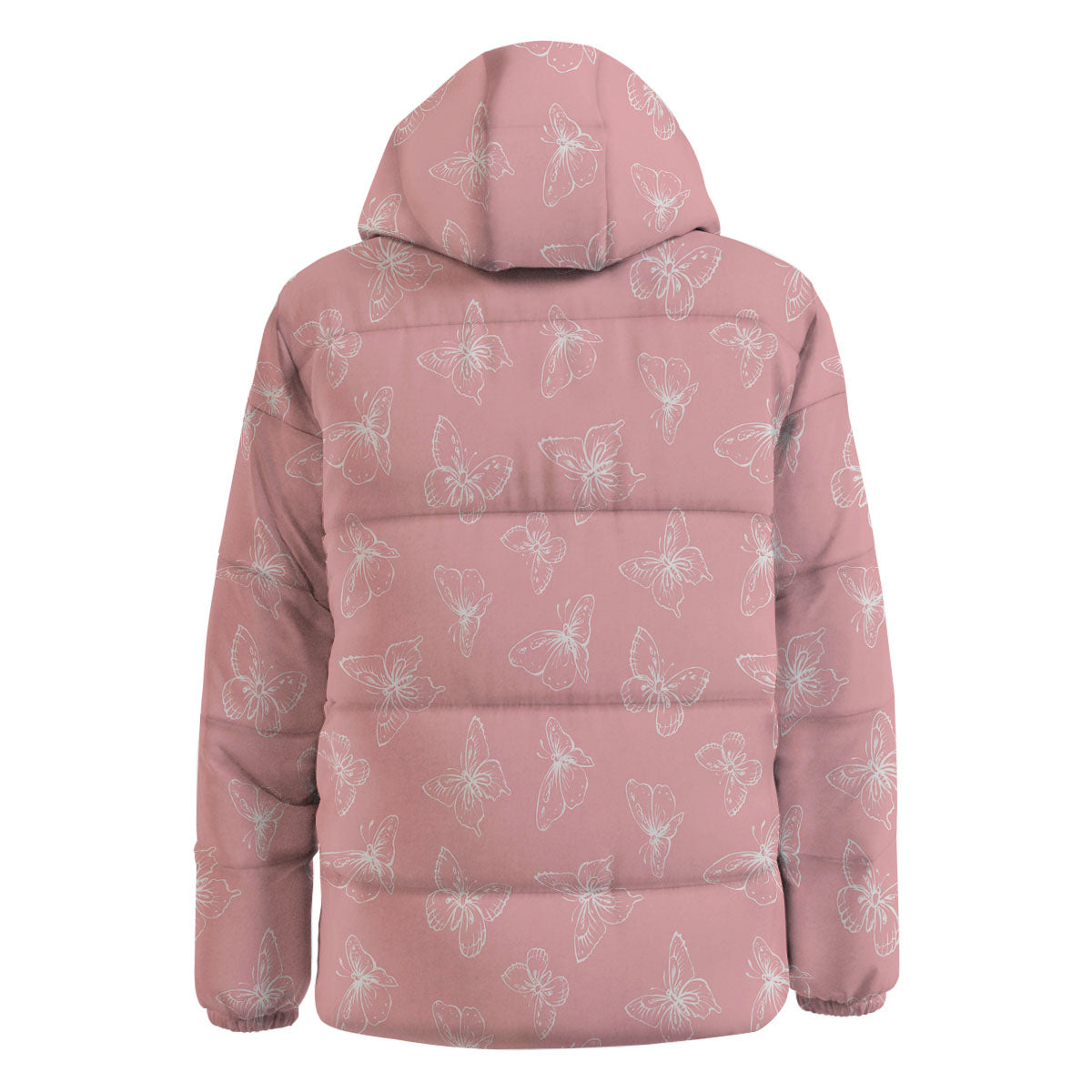 Monarch Butterfly Pink Print Pattern Down Jacket-grizzshop