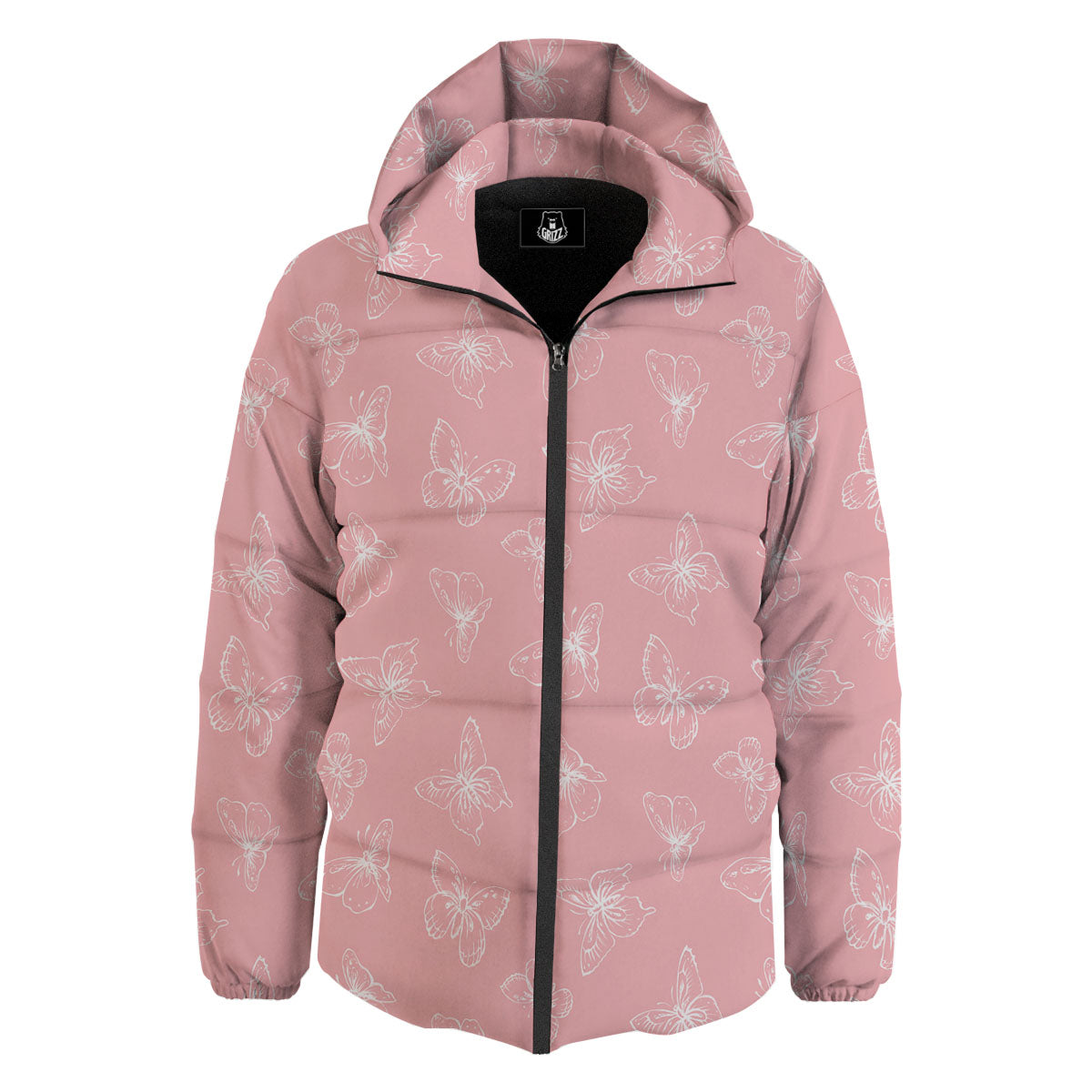 Monarch Butterfly Pink Print Pattern Down Jacket-grizzshop