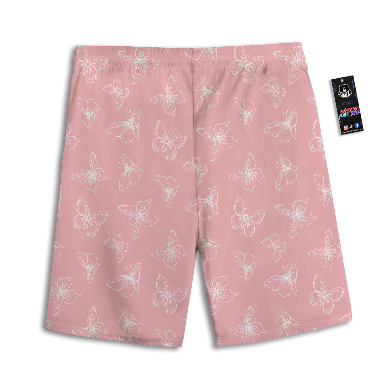 Monarch Butterfly Pink Print Pattern Men's Athletic Shorts