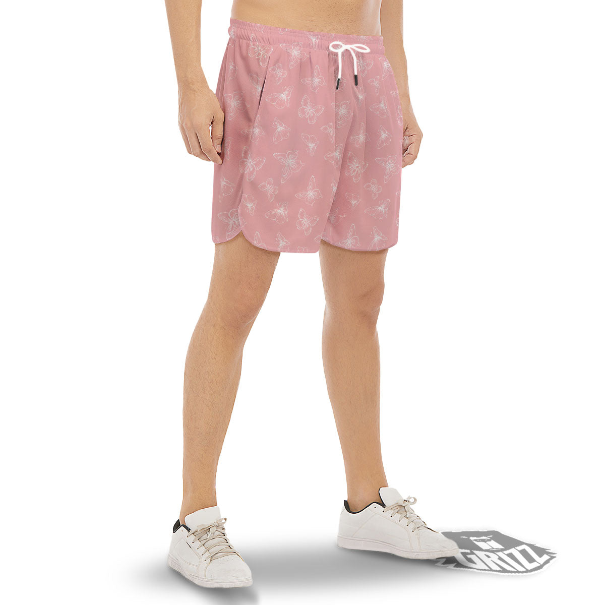 Monarch Butterfly Pink Print Pattern Men's Gym Shorts-grizzshop