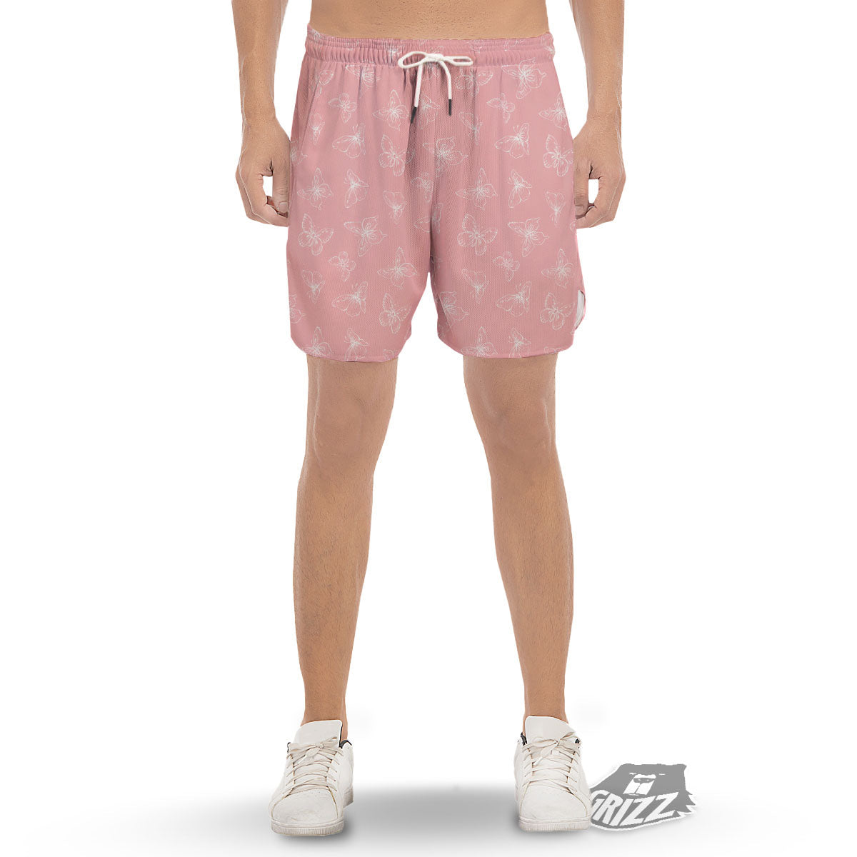Monarch Butterfly Pink Print Pattern Men's Gym Shorts-grizzshop