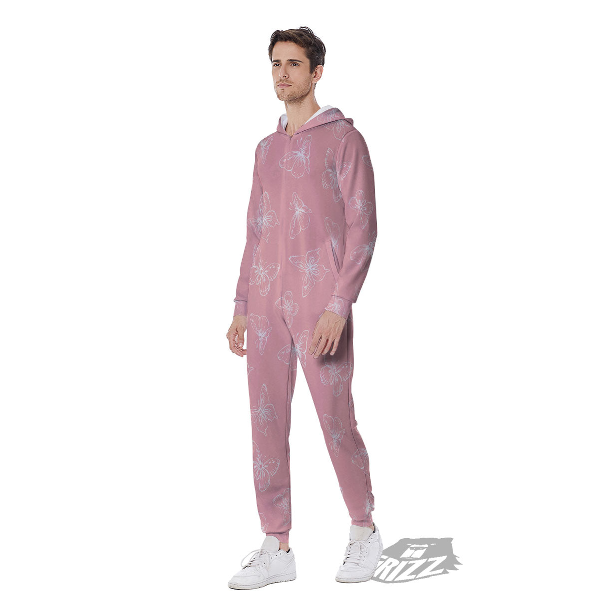 Monarch Butterfly Pink Print Pattern Men's Jumpsuit-grizzshop
