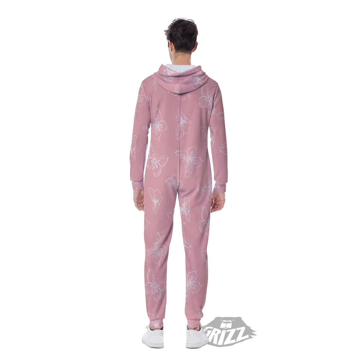 Monarch Butterfly Pink Print Pattern Men's Jumpsuit-grizzshop