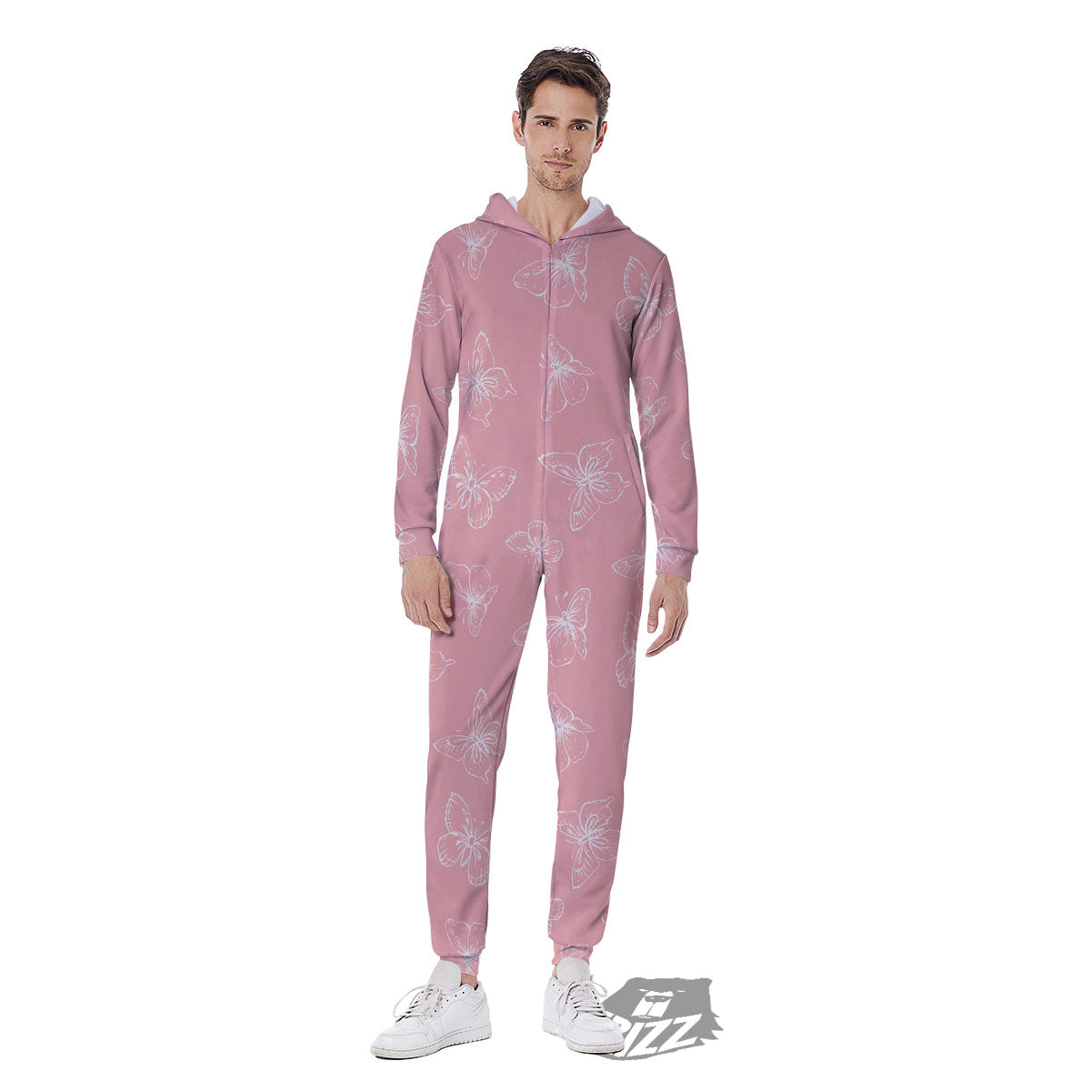 Monarch Butterfly Pink Print Pattern Men's Jumpsuit-grizzshop