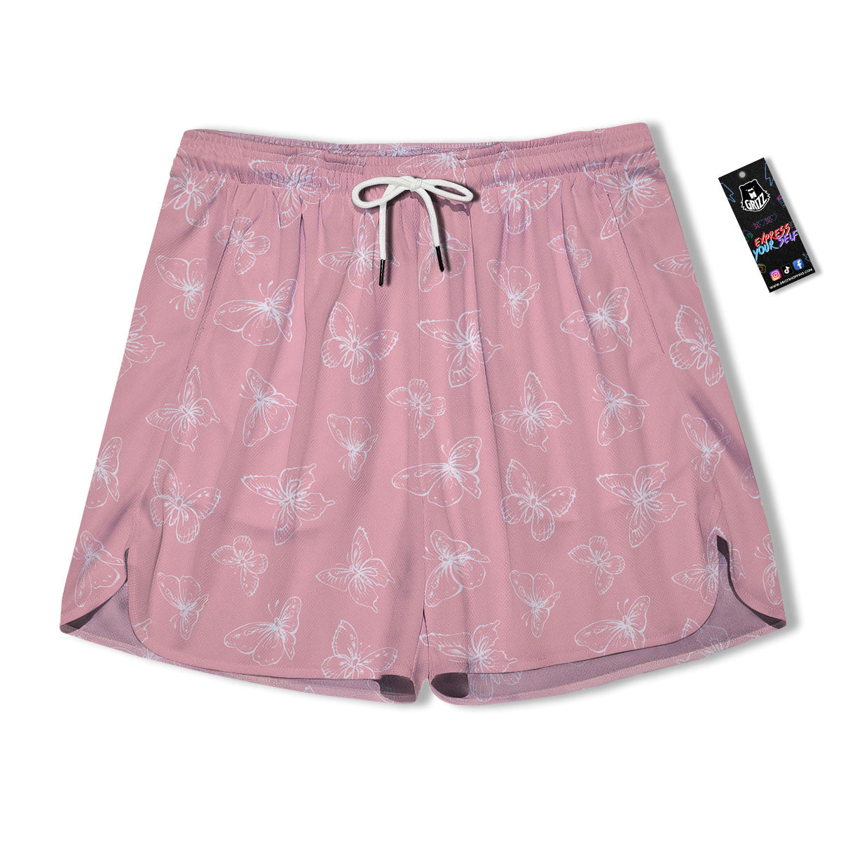 Monarch Butterfly Pink Print Pattern Men's Running Shorts-grizzshop