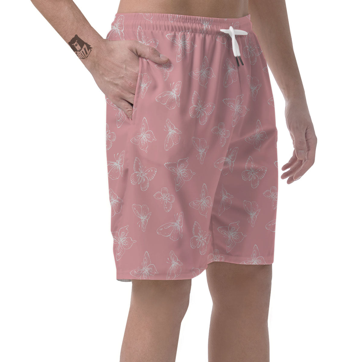 Monarch Butterfly Pink Print Pattern Men's Shorts-grizzshop