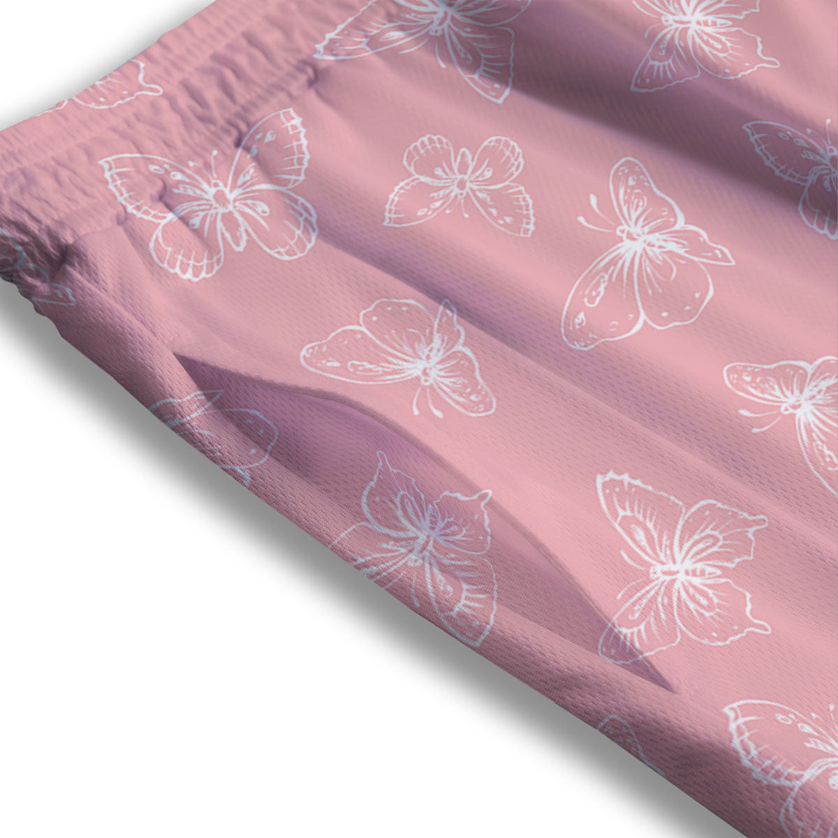 Monarch Butterfly Pink Print Pattern Mesh Shorts