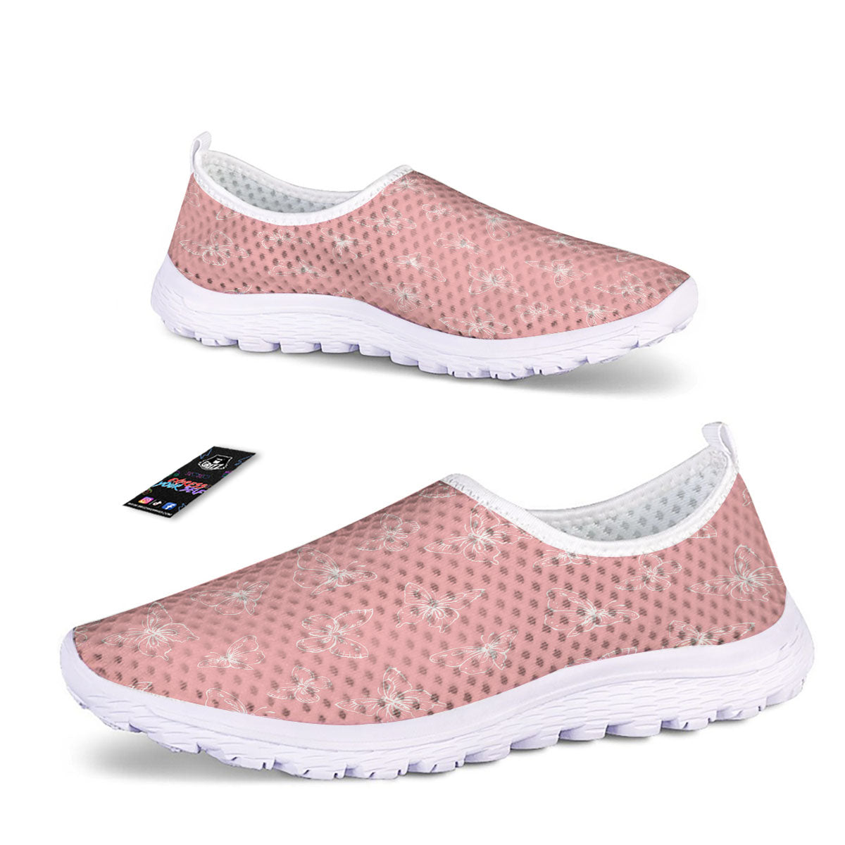 Monarch Butterfly Pink Print Pattern Nurse Shoes-grizzshop