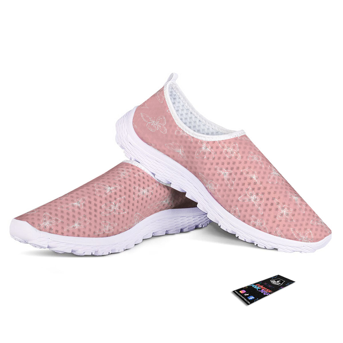 Monarch Butterfly Pink Print Pattern Nurse Shoes-grizzshop