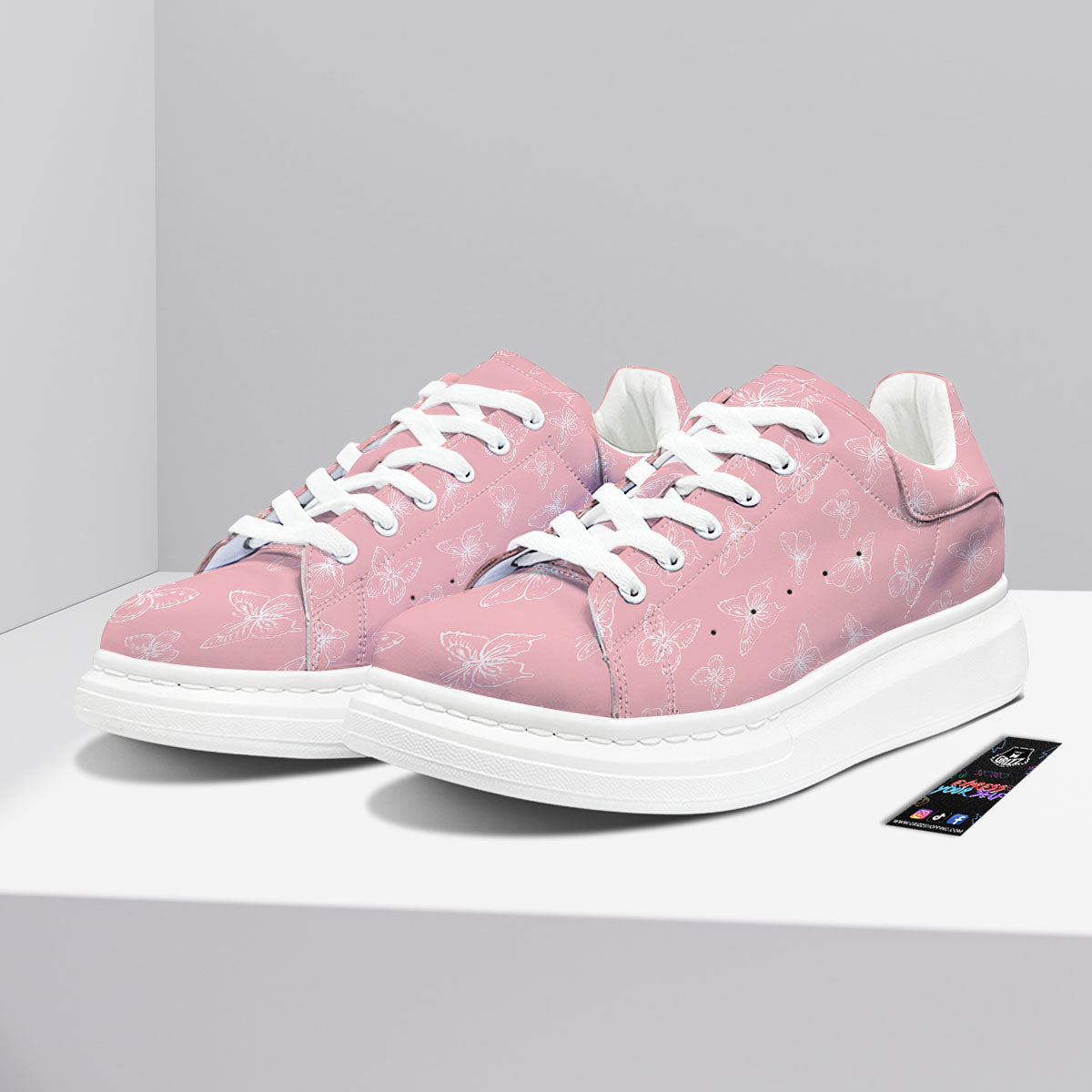 Monarch Butterfly Pink Print Pattern Platform Shoes-grizzshop