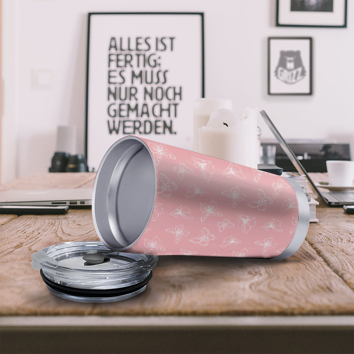 Monarch Butterfly Pink Print Pattern Tumbler-grizzshop