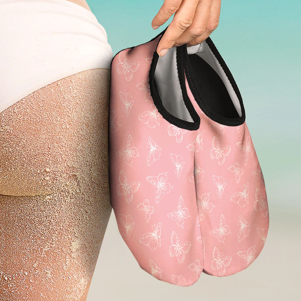 Monarch Butterfly Pink Print Pattern Water Shoes-grizzshop