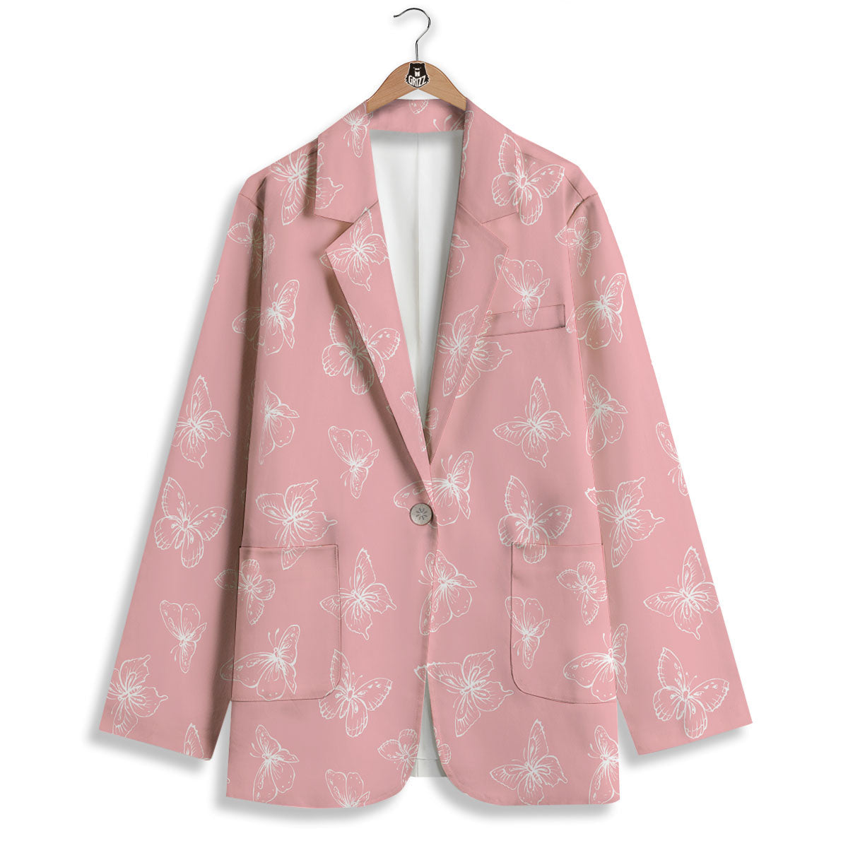 Monarch Butterfly Pink Print Pattern Women's Blazer-grizzshop