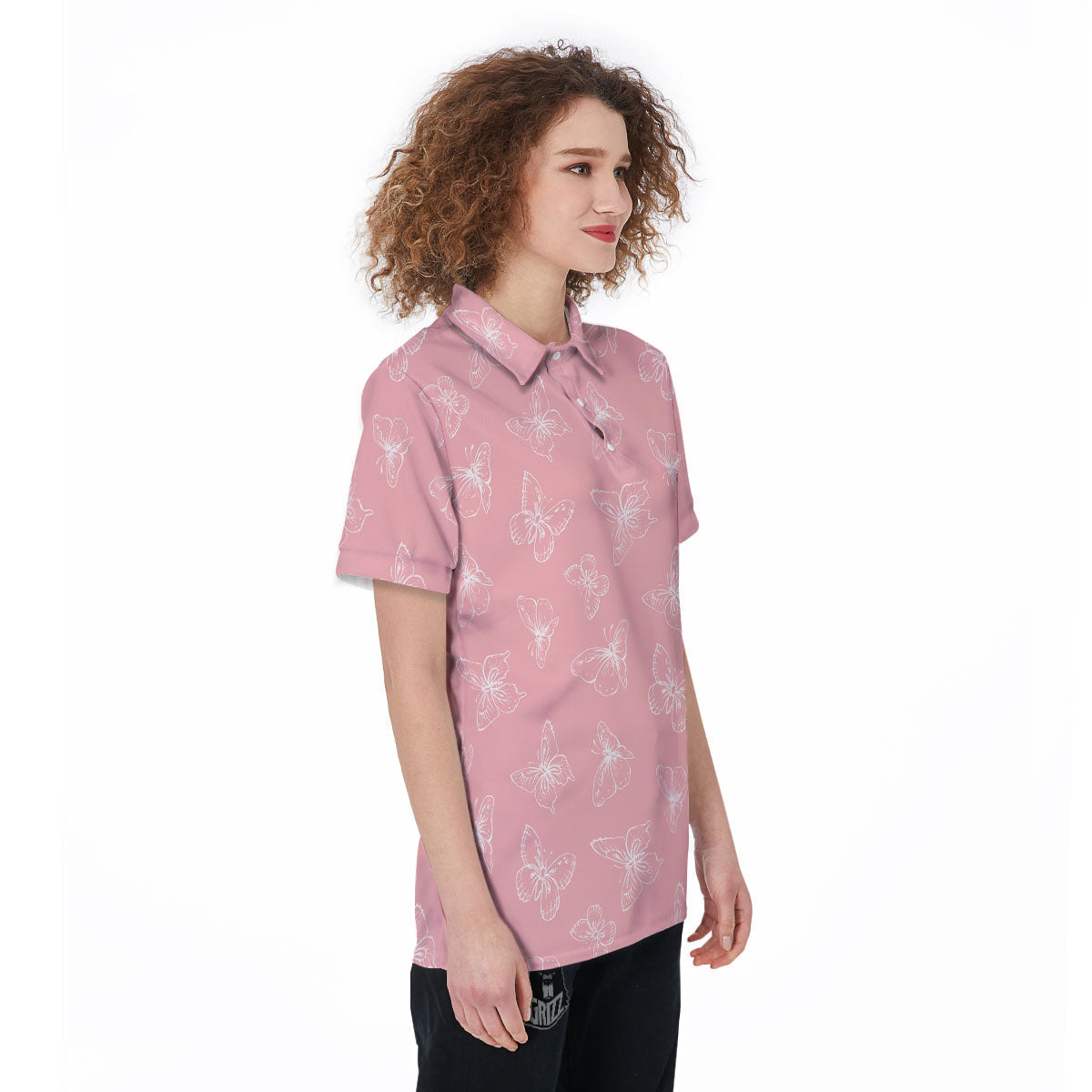 Monarch Butterfly Pink Print Pattern Women's Golf Shirts-grizzshop