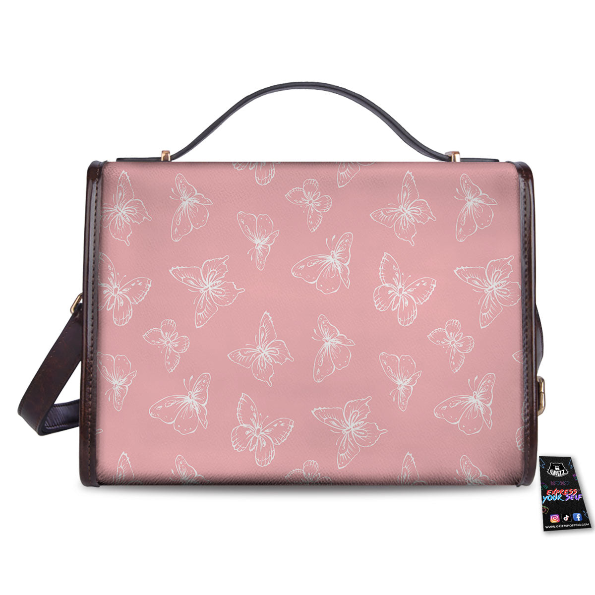 Monarch Butterfly Pink Print Pattern Women's Satchel Bag-grizzshop