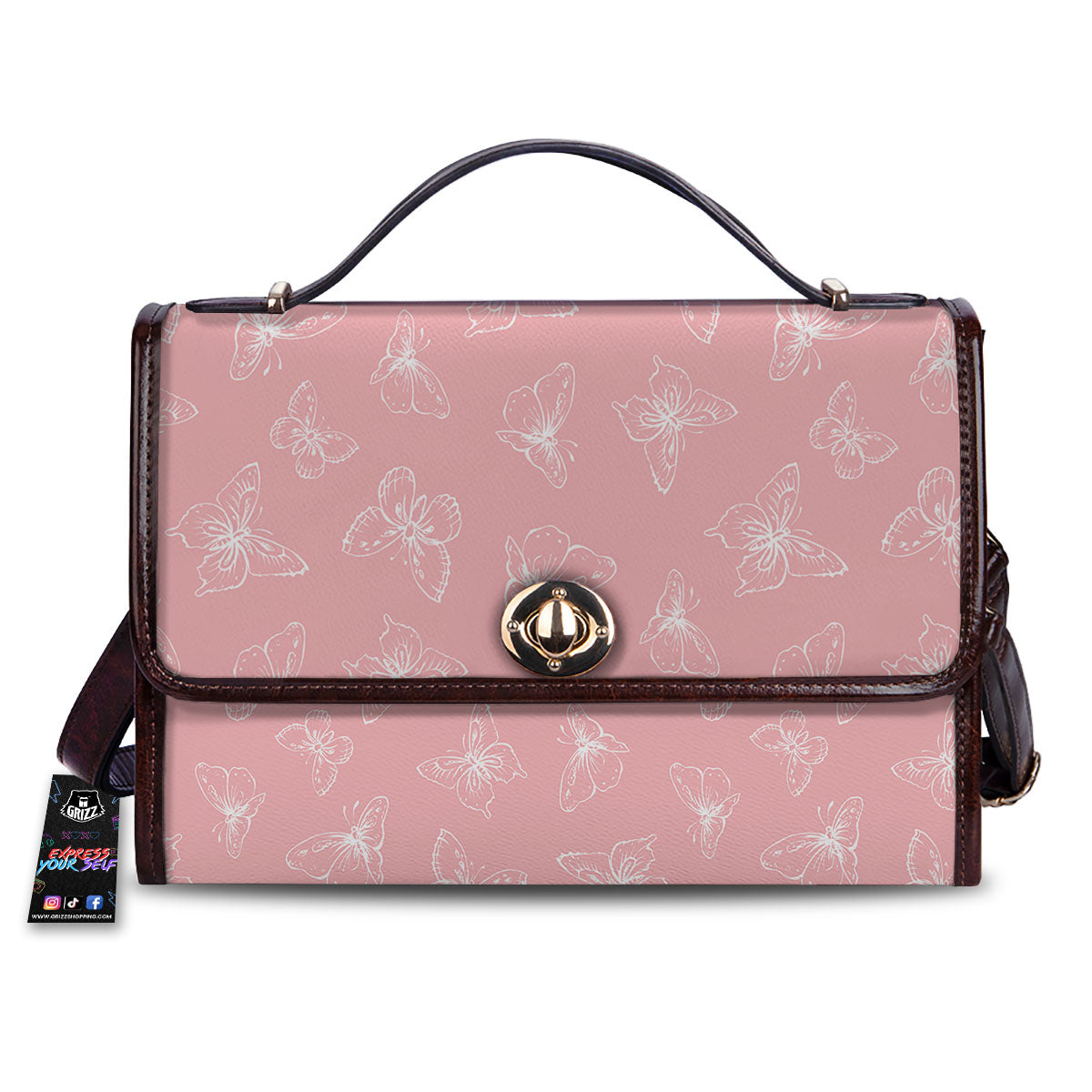 Monarch Butterfly Pink Print Pattern Women's Satchel Bag-grizzshop