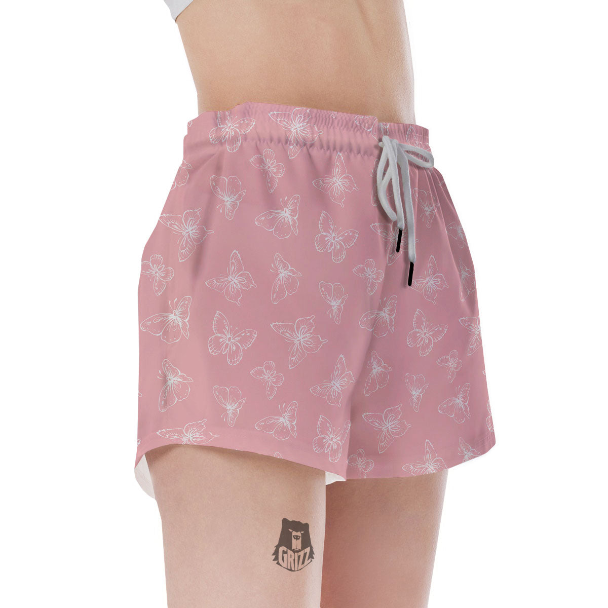 Monarch Butterfly Pink Print Pattern Women's Shorts-grizzshop