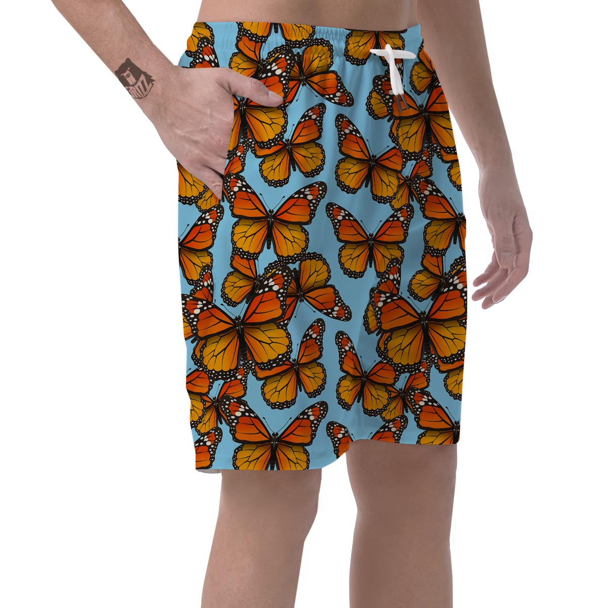 Monarch Butterfly Print Men's Shorts-grizzshop