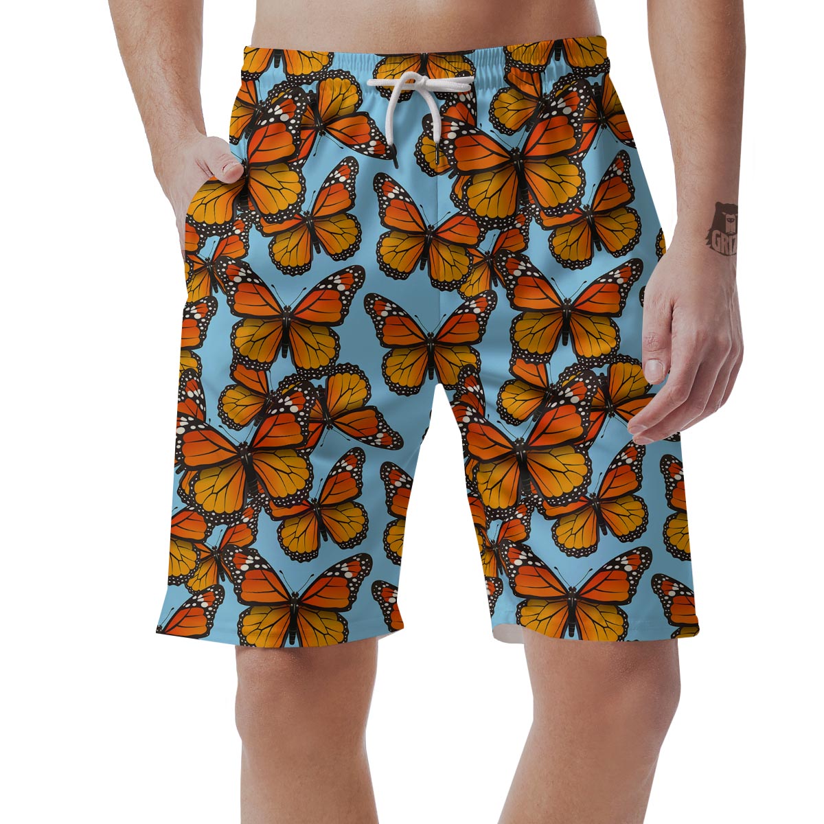 Monarch Butterfly Print Men's Shorts-grizzshop