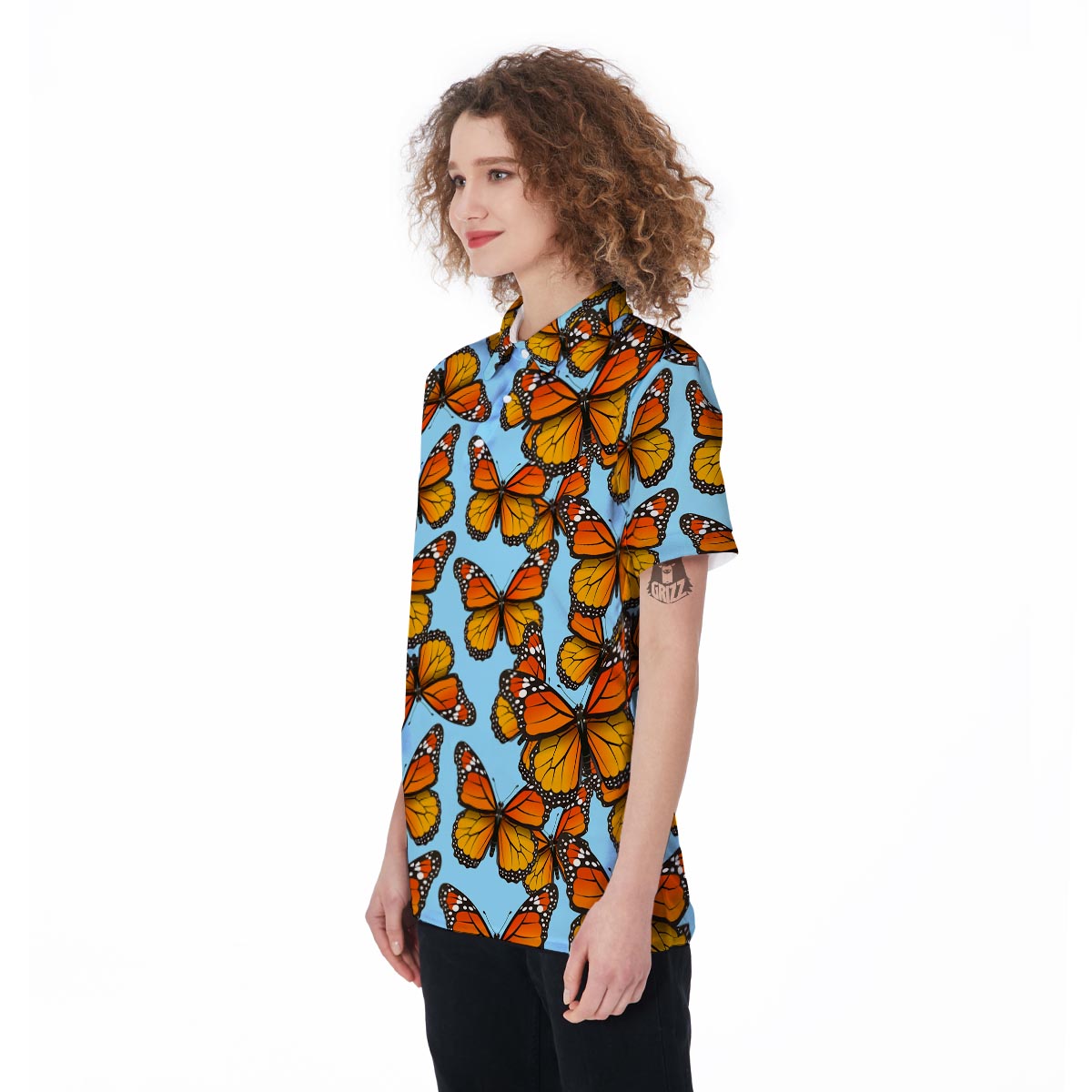 Monarch Butterfly Print Women's Golf Shirts-grizzshop