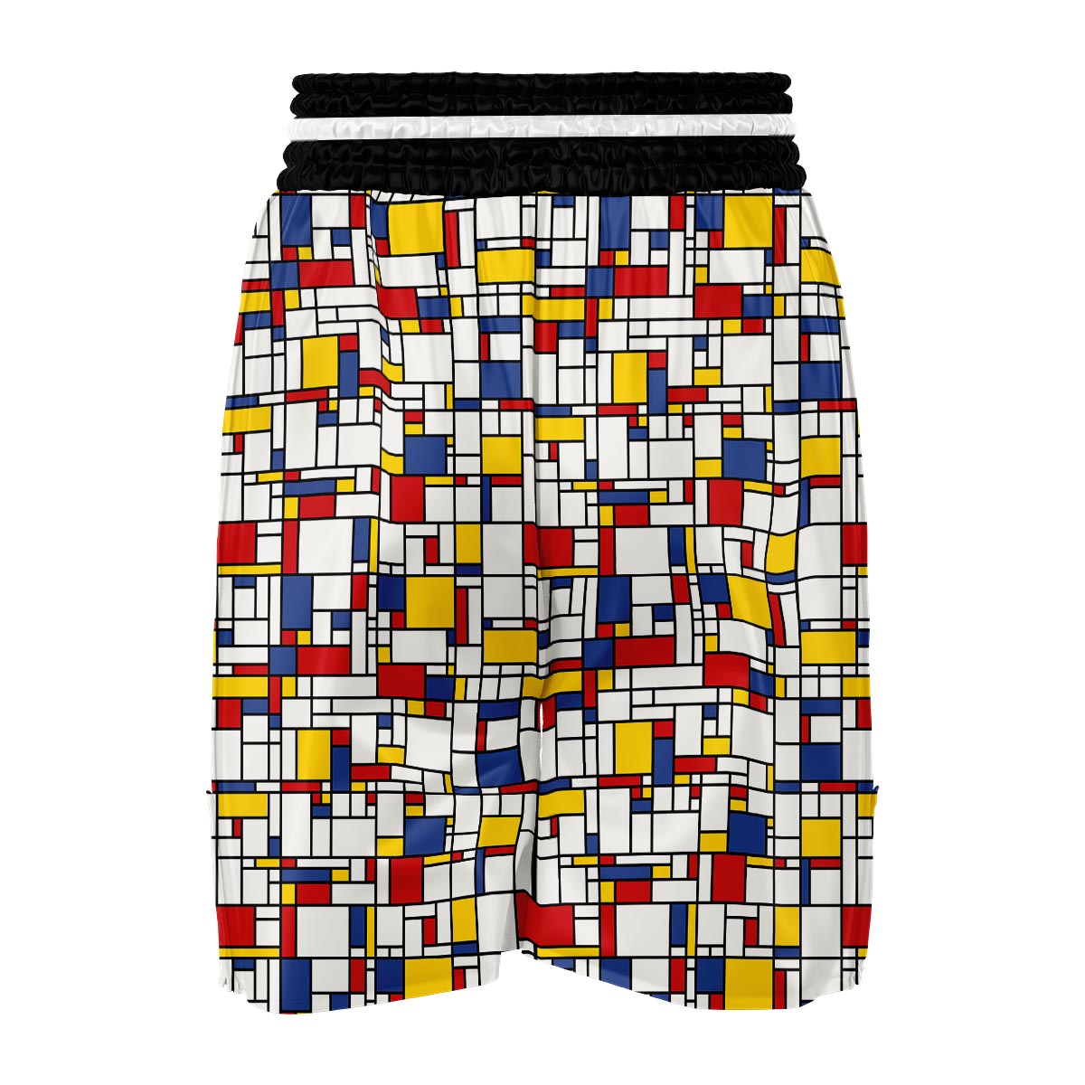 Mondrian Pattern Print Boxing Shorts-grizzshop