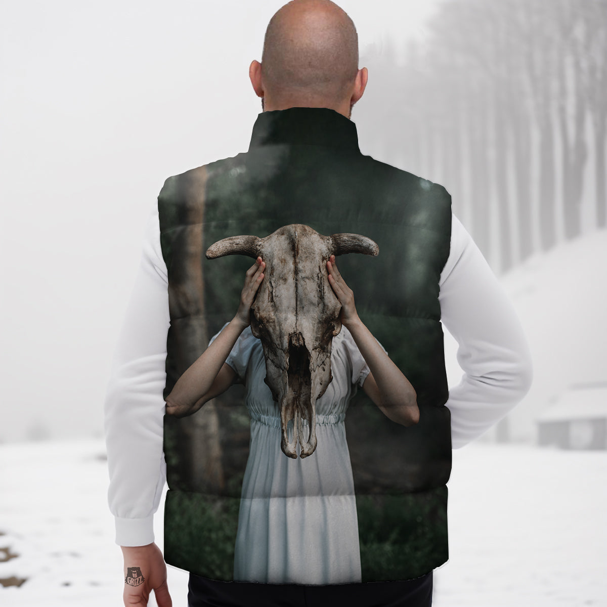 Mondrian Pattern Print Down Vest-grizzshop
