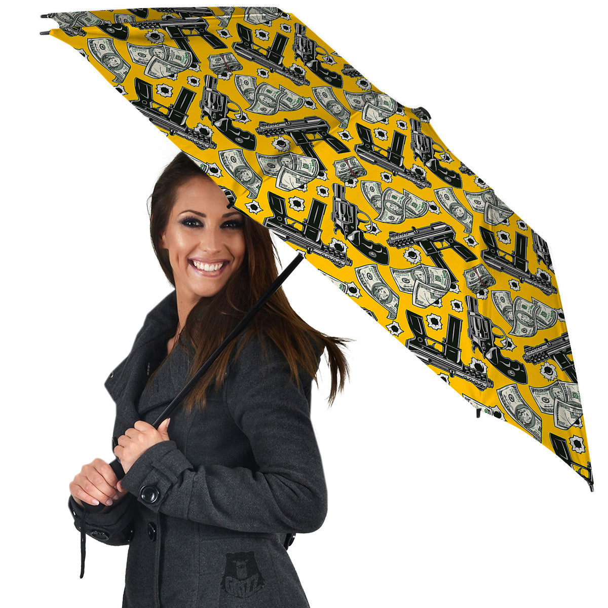 Money And Weapon Vintage Print Pattern Umbrella-grizzshop