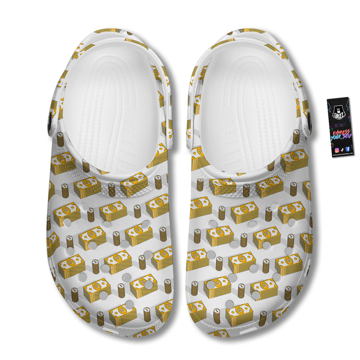 Money Cash Print Pattern Clog-grizzshop