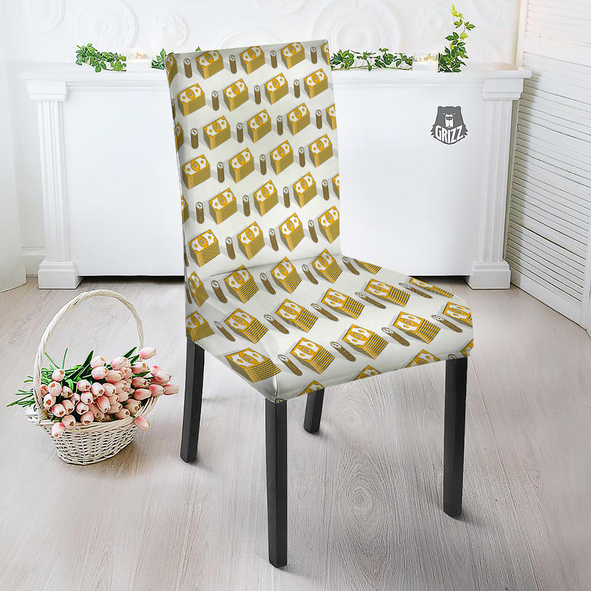 Money Cash Print Pattern Dining Chair Slipcover-grizzshop