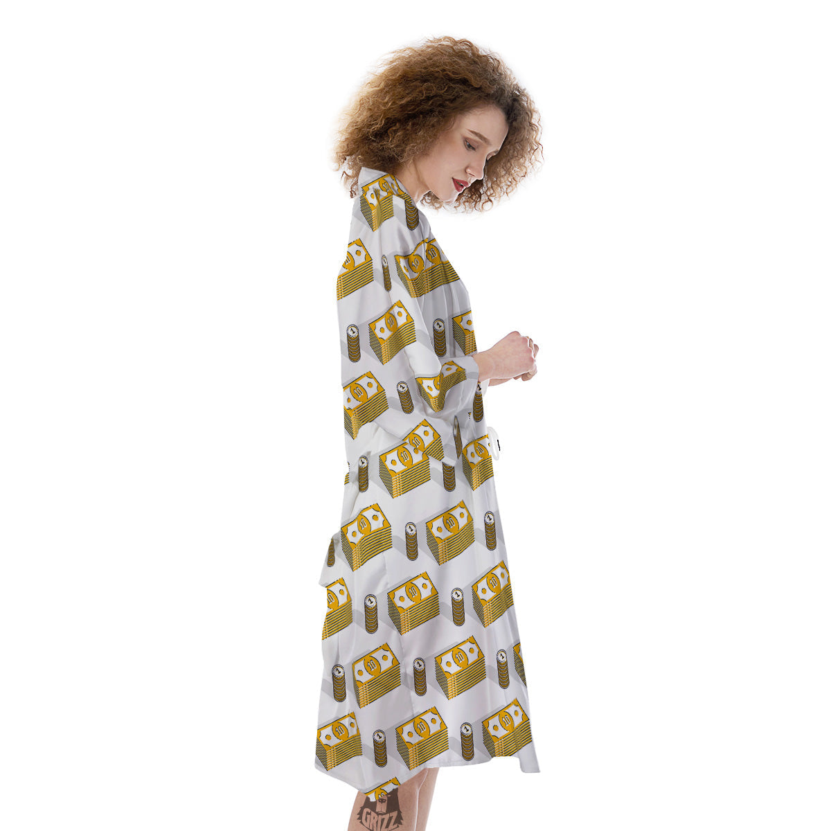 Money Cash Print Pattern Kimono-grizzshop