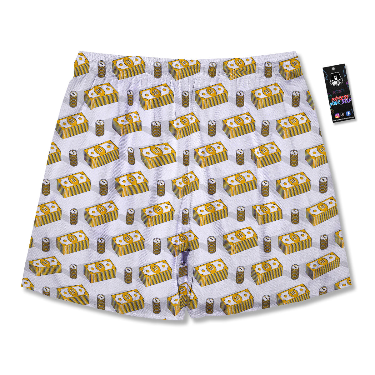 Money Cash Print Pattern Men's Running Shorts-grizzshop