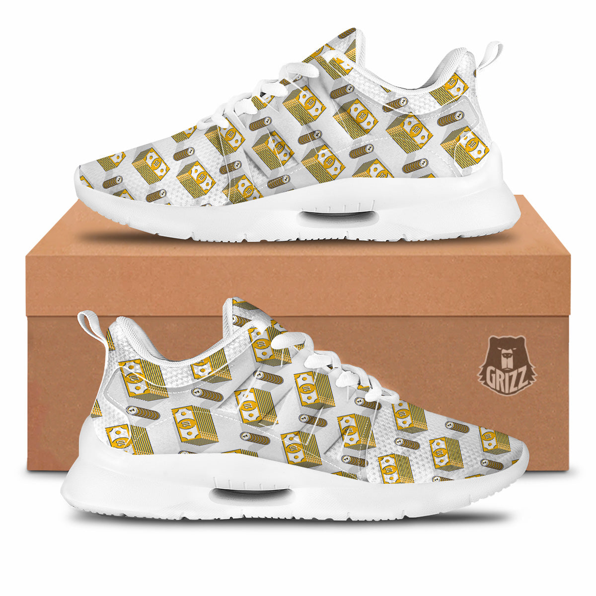 Money Cash Print Pattern Tennis Shoes-grizzshop