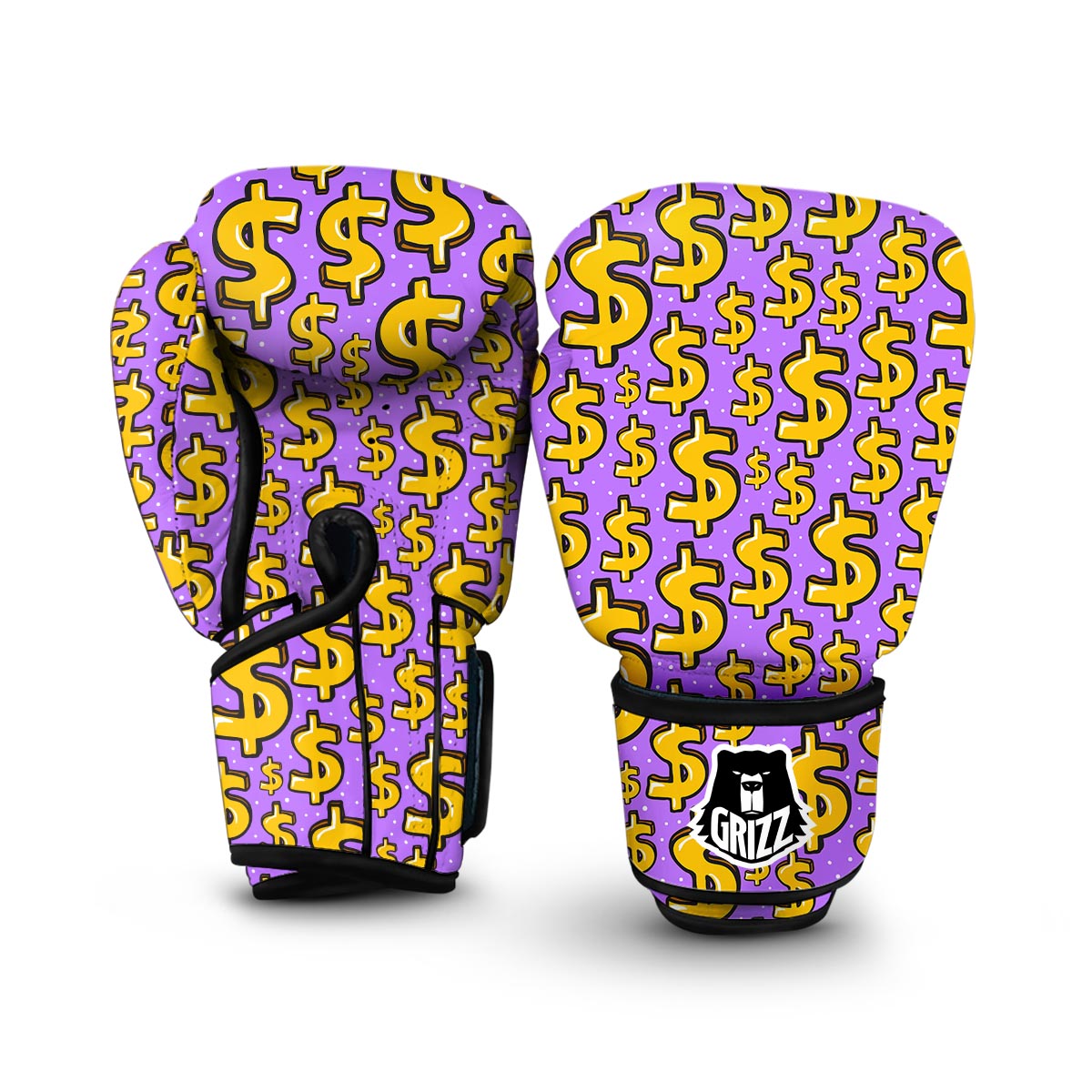 Money Dollar Pattern Print Boxing Gloves-grizzshop