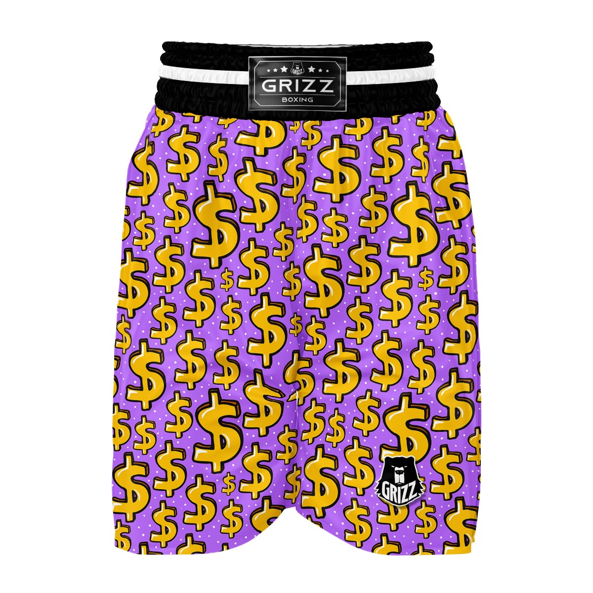 Money Dollar Pattern Print Boxing Shorts-grizzshop