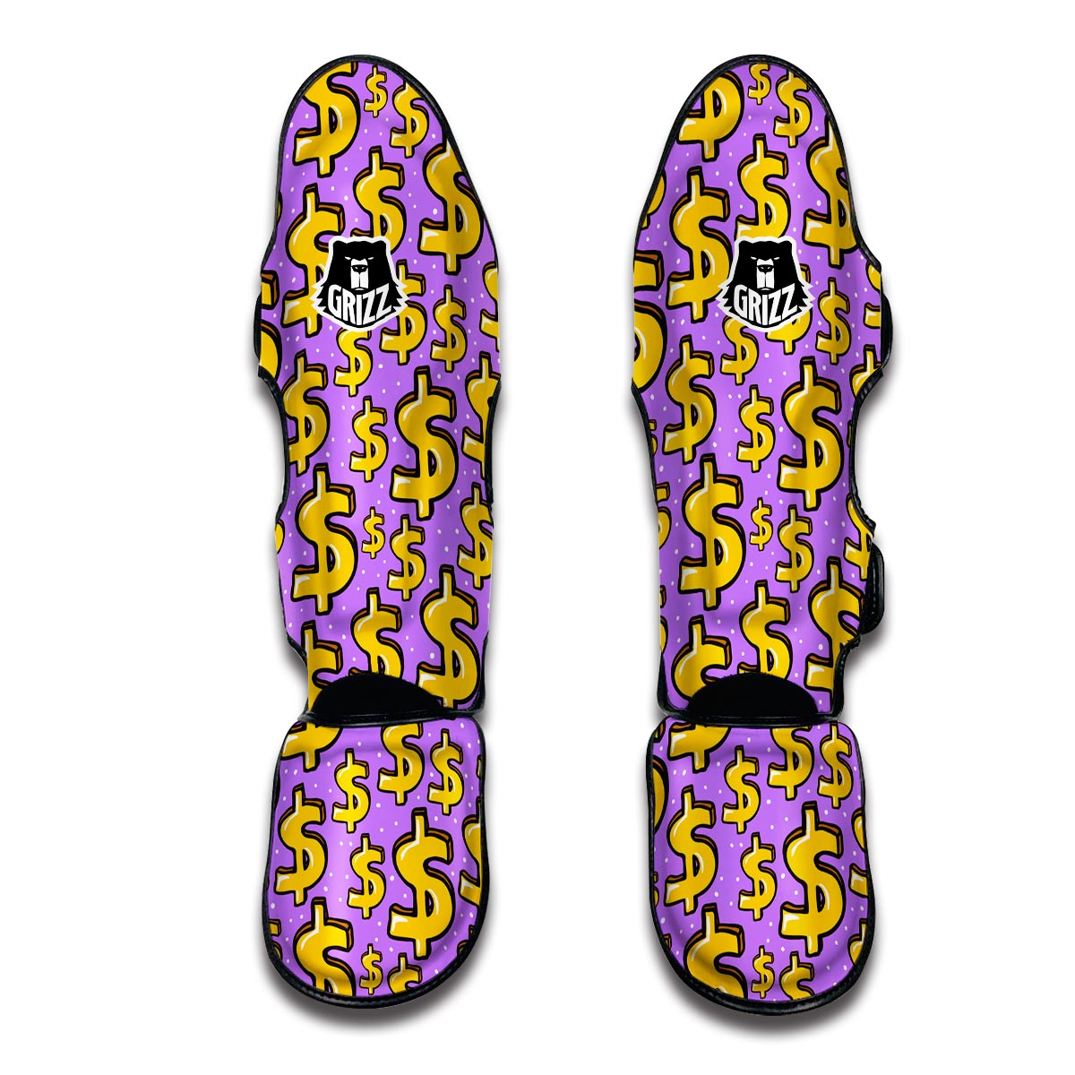 Money Dollar Pattern Print Muay Thai Shin Guards-grizzshop