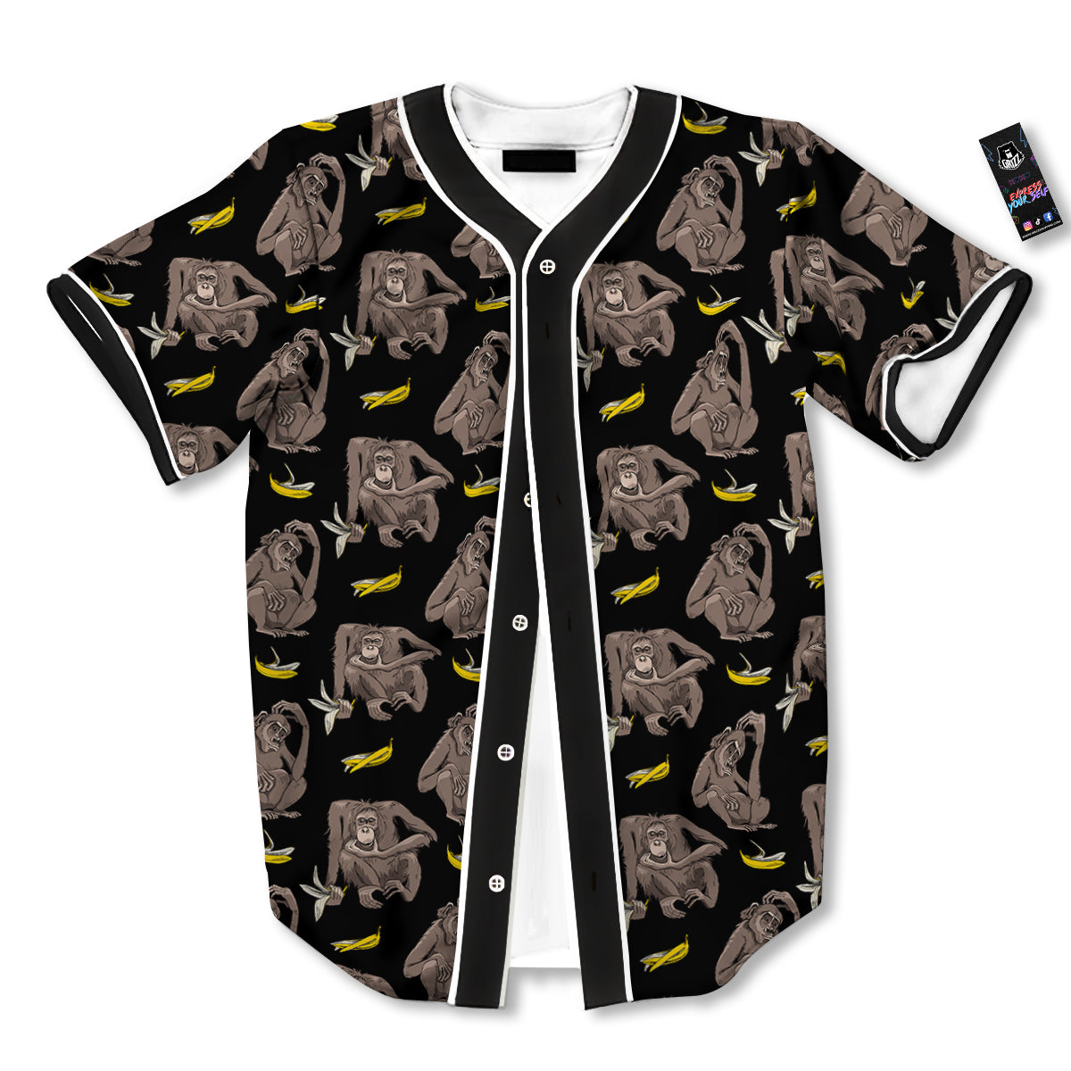 Monkey And Banana Print Pattern Baseball Jersey-grizzshop