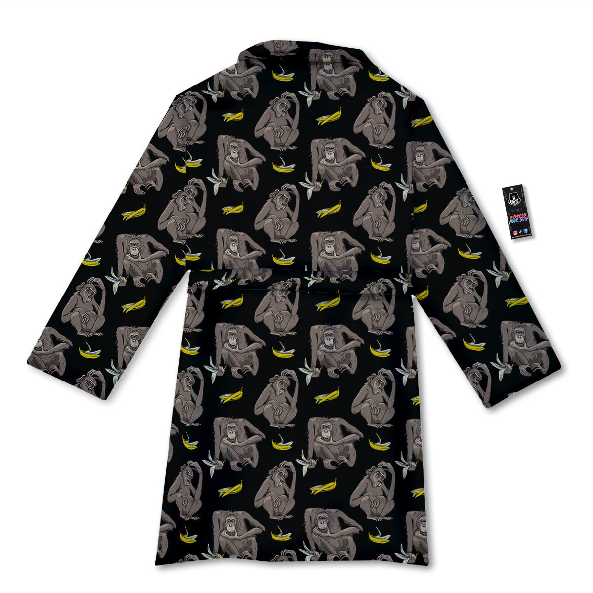 Monkey And Banana Print Pattern Bathrobe-grizzshop