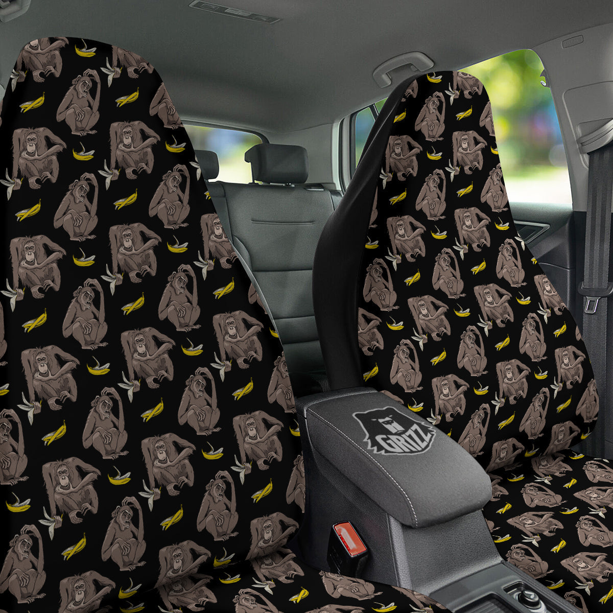 Monkey And Banana Print Pattern Car Seat Covers-grizzshop