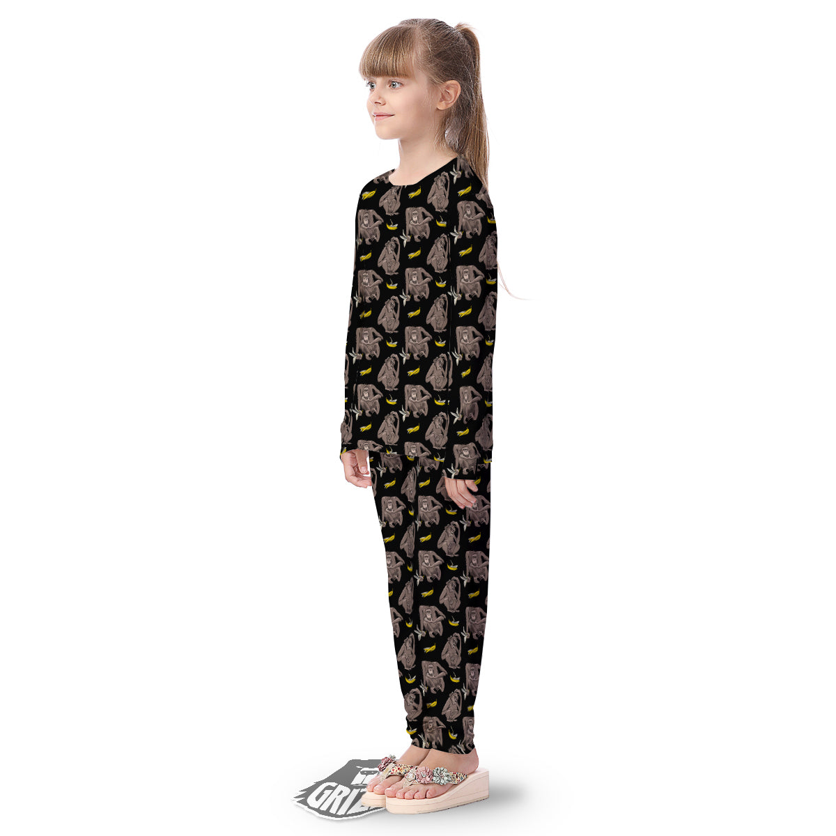 Monkey And Banana Print Pattern Kid's Pajamas-grizzshop