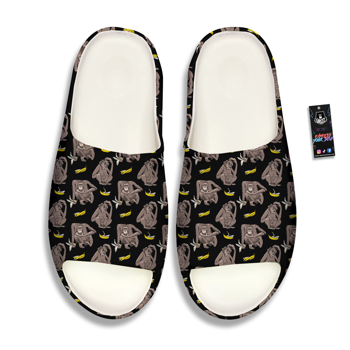 Monkey And Banana Print Pattern Sandals-grizzshop