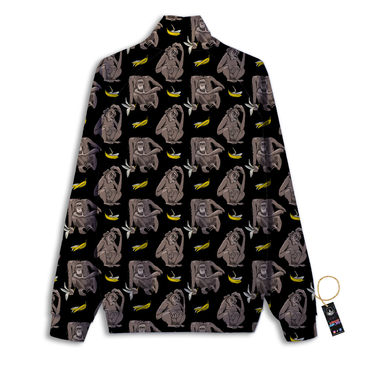 Monkey And Banana Print Pattern Track Jacket-grizzshop