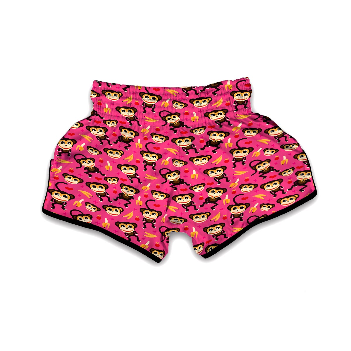 Monkey Banana Pattern Print Muay Thai Boxing Shorts-grizzshop