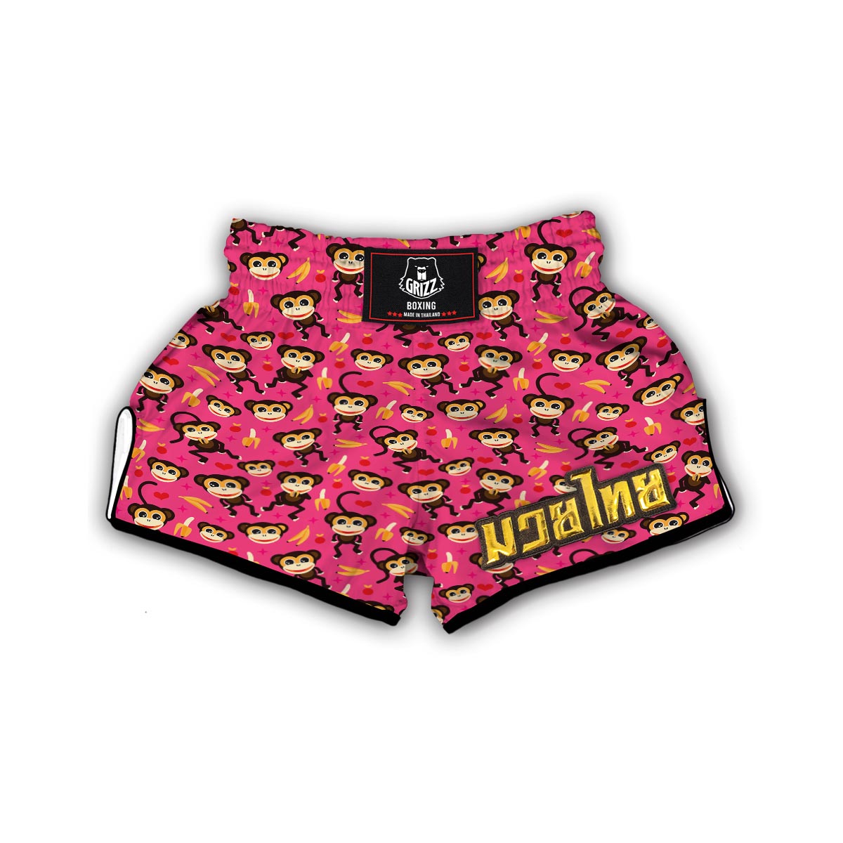 Monkey Banana Pattern Print Muay Thai Boxing Shorts-grizzshop