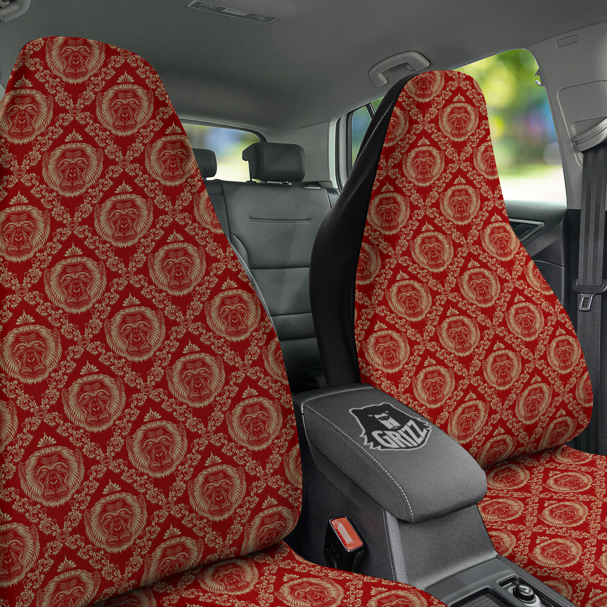 Monkey Head Floral Ornament Print Pattern Car Seat Covers-grizzshop