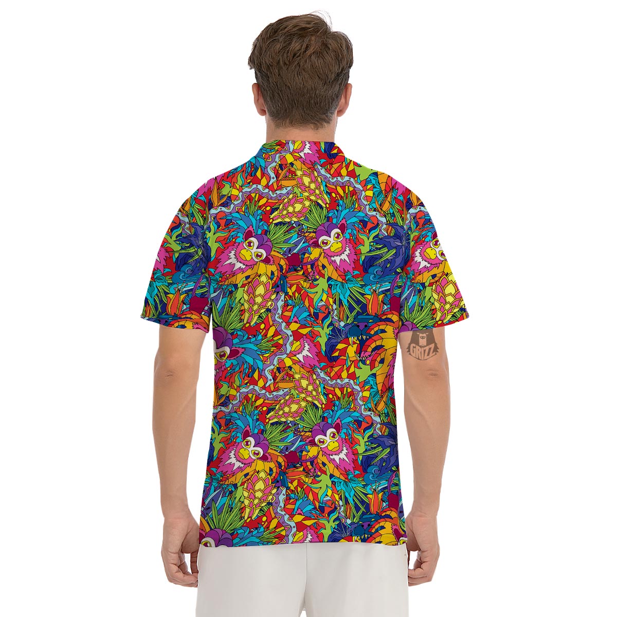 Monkey Trippy Psychedelic Men's Golf Shirts-grizzshop