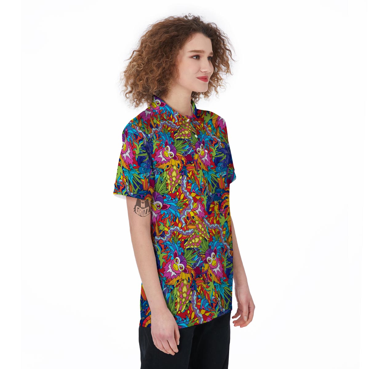 Monkey Trippy Psychedelic Women's Golf Shirts-grizzshop