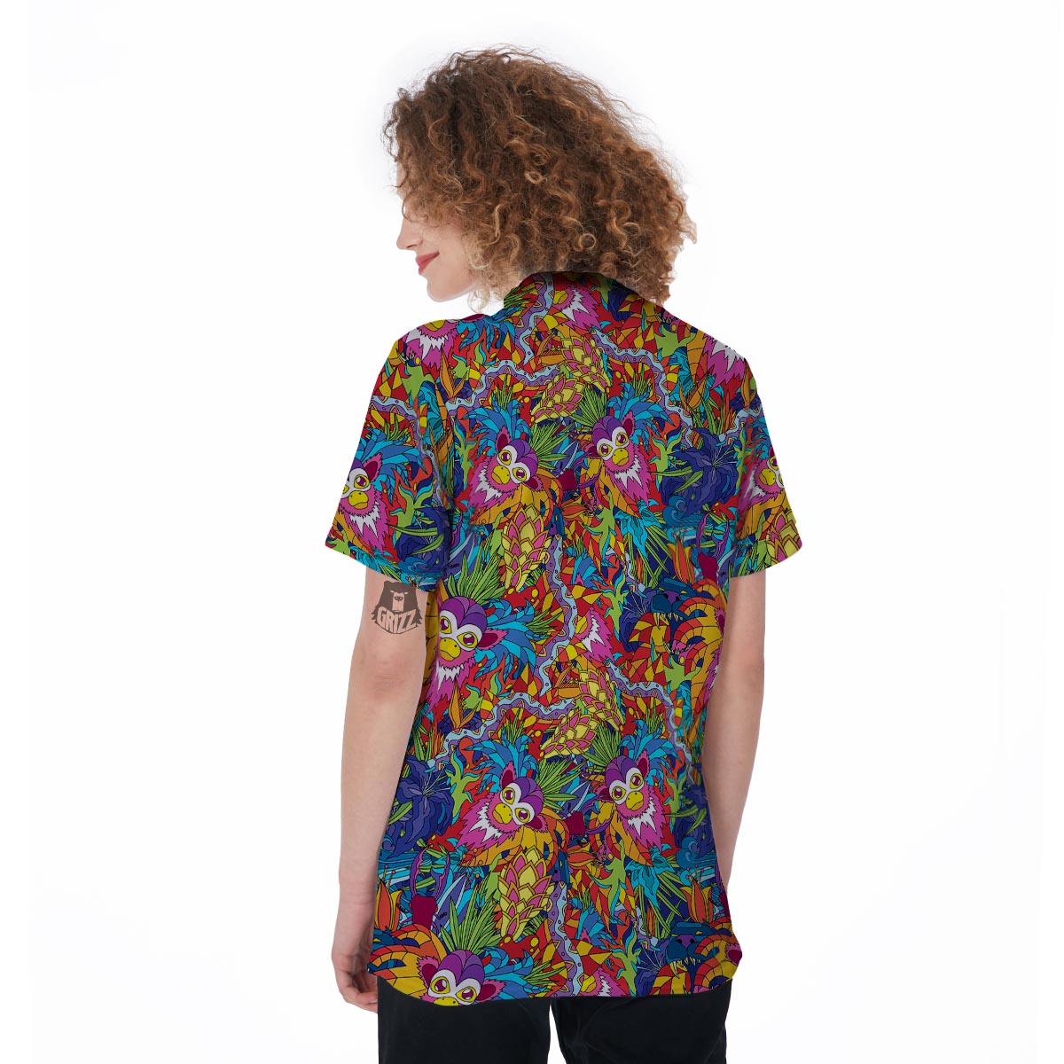 Monkey Trippy Psychedelic Women's Golf Shirts-grizzshop