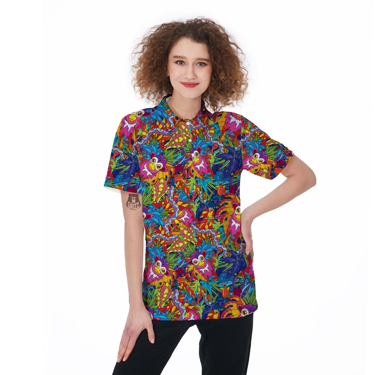 Monkey Trippy Psychedelic Women's Golf Shirts-grizzshop